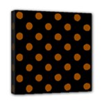 Polka Dots - Brown on Black Mini Canvas 8  x 8  (Stretched)