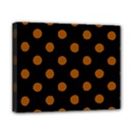 Polka Dots - Brown on Black Canvas 10  x 8  (Stretched)