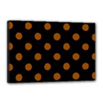 Polka Dots - Brown on Black Canvas 18  x 12  (Stretched)