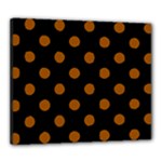 Polka Dots - Brown on Black Canvas 24  x 20  (Stretched)