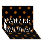Polka Dots - Brown on Black YOU ARE INVITED 3D Greeting Card (7x5)