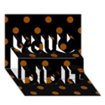 Polka Dots - Brown on Black You Did It 3D Greeting Card (7x5)
