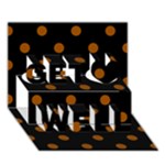 Polka Dots - Brown on Black Get Well 3D Greeting Card (7x5)