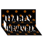 Polka Dots - Brown on Black Happy New Year 3D Greeting Card (8x4)