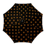Polka Dots - Brown on Black Golf Umbrella