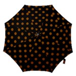 Polka Dots - Brown on Black Hook Handle Umbrella (Medium)