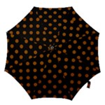 Polka Dots - Brown on Black Hook Handle Umbrella (Small)