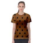 Polka Dots - Black on Chocolate Brown Women s Sport Mesh Tee