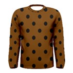 Polka Dots - Black on Chocolate Brown Men s Long Sleeve T-shirt