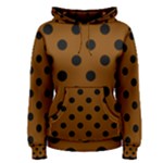 Polka Dots - Black on Chocolate Brown Women s Pullover Hoodie