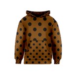 Polka Dots - Black on Chocolate Brown Kid s Pullover Hoodie