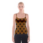 Polka Dots - Black on Chocolate Brown Spaghetti Strap Top