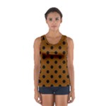Polka Dots - Black on Chocolate Brown Women s Sport Tank Top