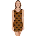Polka Dots - Black on Chocolate Brown Bodycon Dress
