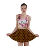 Polka Dots - Black on Chocolate Brown Mini Skirt