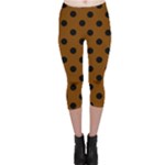Polka Dots - Black on Chocolate Brown Capri Leggings