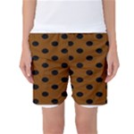 Polka Dots - Black on Chocolate Brown Women s Basketball Shorts