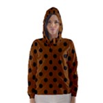 Polka Dots - Black on Chocolate Brown Hooded Wind Breaker (Women)