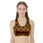 Polka Dots - Black on Chocolate Brown Women s Sports Bra with Border