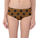 Polka Dots - Black on Chocolate Brown Mid-Waist Bikini Bottoms
