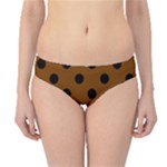 Polka Dots - Black on Chocolate Brown Hipster Bikini Bottoms