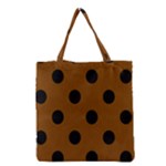 Polka Dots - Black on Chocolate Brown Grocery Tote Bag