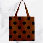 Polka Dots - Black on Chocolate Brown Zipper Grocery Tote Bag