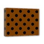 Polka Dots - Black on Chocolate Brown Deluxe Canvas 14  x 11  (Stretched)