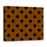 Polka Dots - Black on Chocolate Brown Deluxe Canvas 24  x 20  (Stretched)