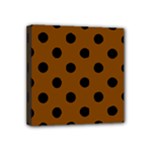 Polka Dots - Black on Chocolate Brown Mini Canvas 4  x 4  (Stretched)