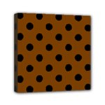 Polka Dots - Black on Chocolate Brown Mini Canvas 6  x 6  (Stretched)