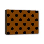 Polka Dots - Black on Chocolate Brown Mini Canvas 7  x 5  (Stretched)