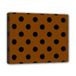 Polka Dots - Black on Chocolate Brown Canvas 10  x 8  (Stretched)
