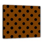 Polka Dots - Black on Chocolate Brown Canvas 24  x 20  (Stretched)
