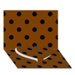 Polka Dots - Black on Chocolate Brown Heart Bottom 3D Greeting Card (7x5)