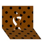 Polka Dots - Black on Chocolate Brown Ribbon 3D Greeting Card (7x5)