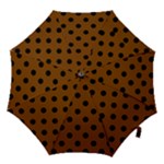 Polka Dots - Black on Chocolate Brown Hook Handle Umbrella (Small)
