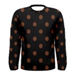 Polka Dots - Auburn Brown on Black Men s Long Sleeve T-shirt