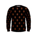 Polka Dots - Auburn Brown on Black Kid s Sweatshirt