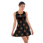 Polka Dots - Auburn Brown on Black Cotton Racerback Dress