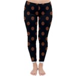 Polka Dots - Auburn Brown on Black Winter Leggings