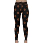 Polka Dots - Auburn Brown on Black Yoga Leggings