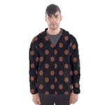 Polka Dots - Auburn Brown on Black Hooded Wind Breaker (Men)