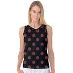 Polka Dots - Auburn Brown on Black Women s Basketball Tank Top