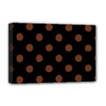 Polka Dots - Auburn Brown on Black Deluxe Canvas 18  x 12  (Stretched)