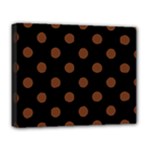 Polka Dots - Auburn Brown on Black Deluxe Canvas 20  x 16  (Stretched)