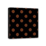 Polka Dots - Auburn Brown on Black Mini Canvas 4  x 4  (Stretched)