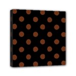 Polka Dots - Auburn Brown on Black Mini Canvas 6  x 6  (Stretched)
