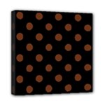Polka Dots - Auburn Brown on Black Mini Canvas 8  x 8  (Stretched)