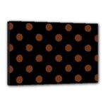 Polka Dots - Auburn Brown on Black Canvas 18  x 12  (Stretched)
